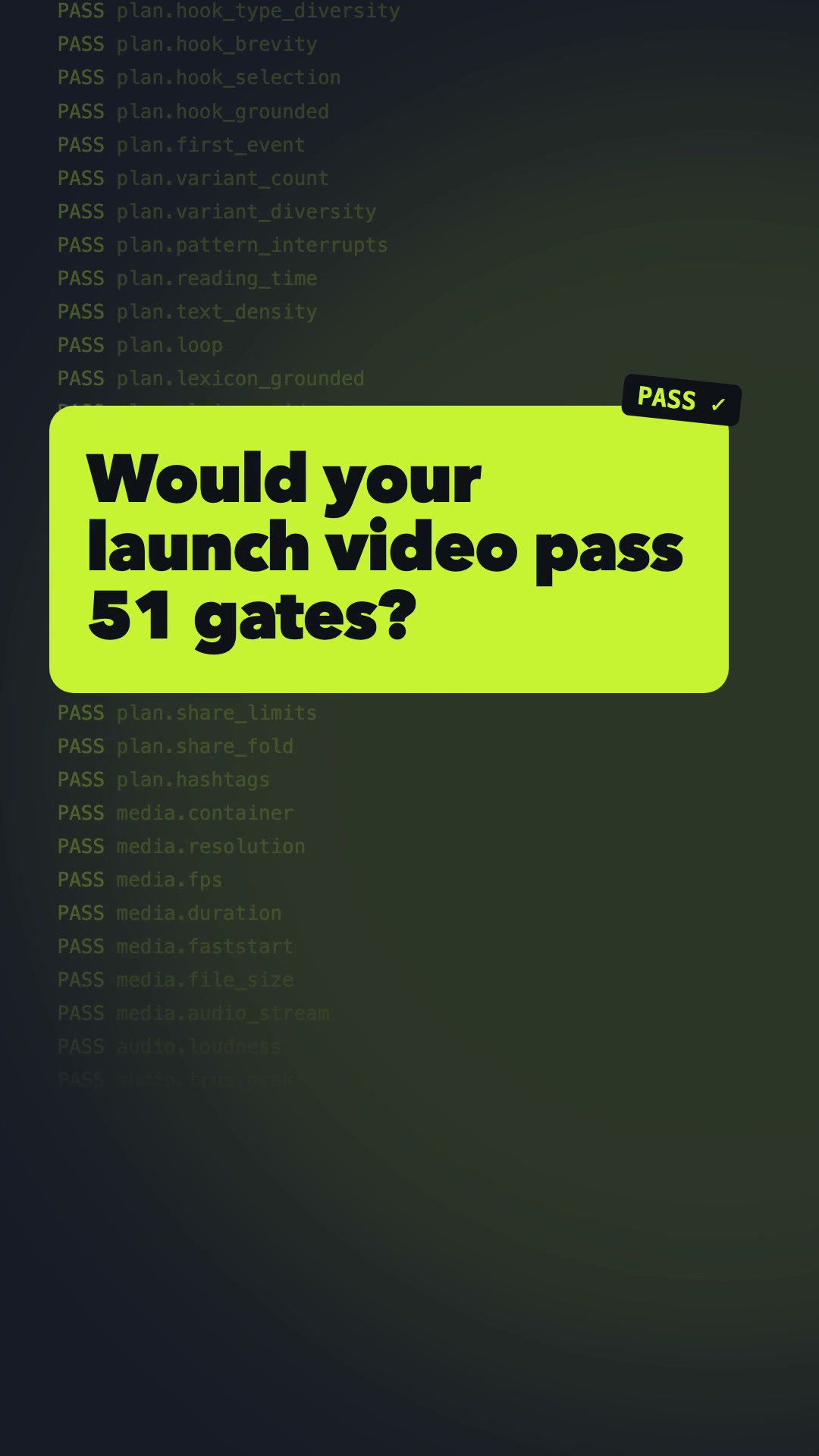 Variant B hook: Would your launch video pass 51 gates?